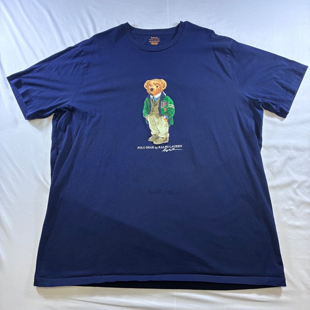 Polo Ralph Lauren Polo Bear T-Shirt Mens 2XLT Navy Blue Collegiate Bear Graphic